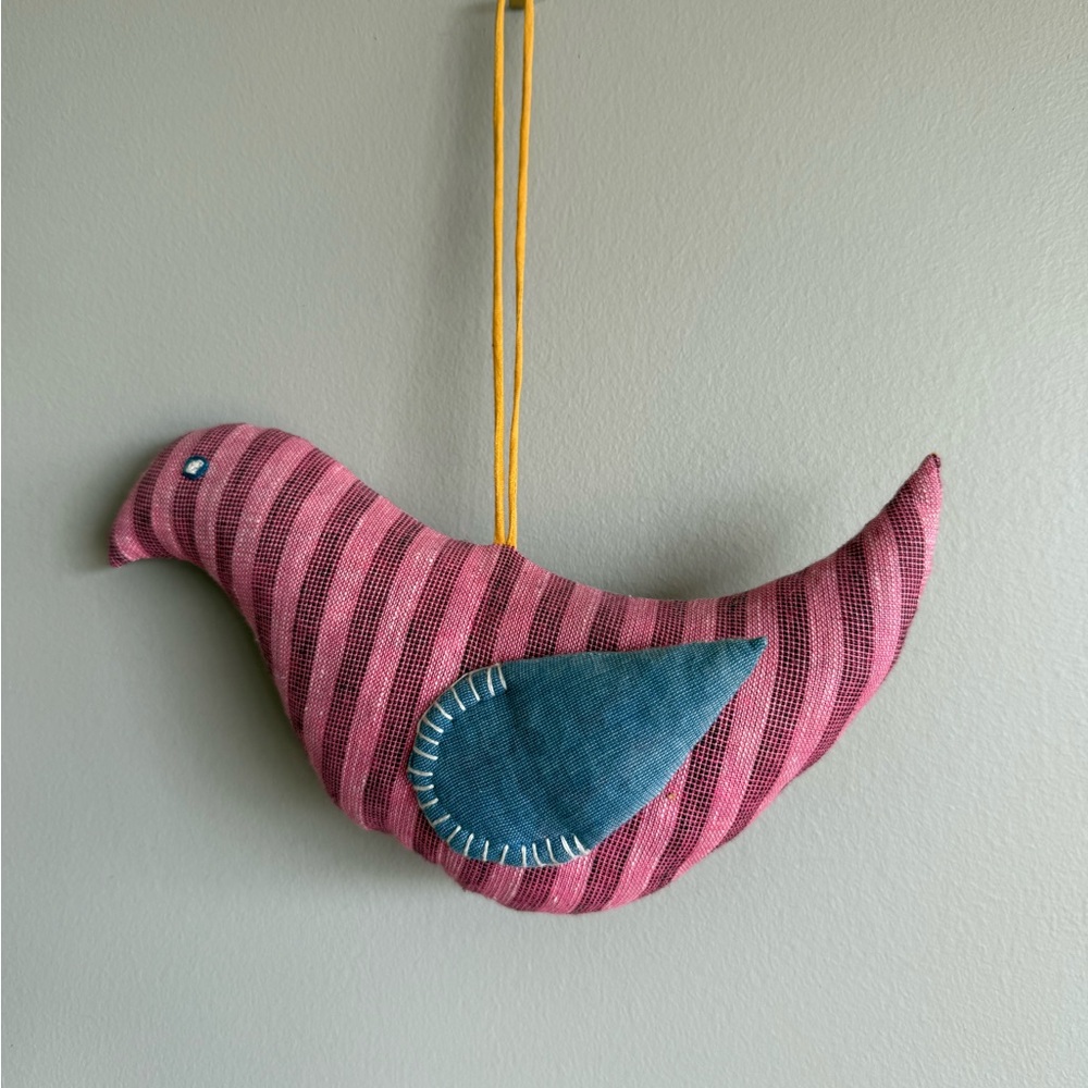 Fabric bird, turtle dove stuffed hanging ornament